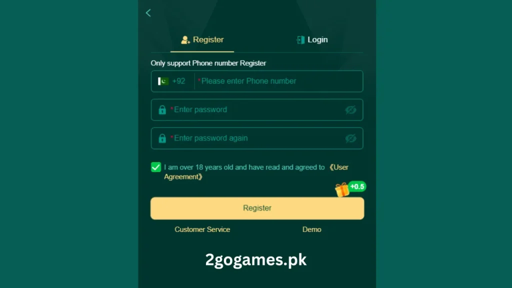 2go Game Register